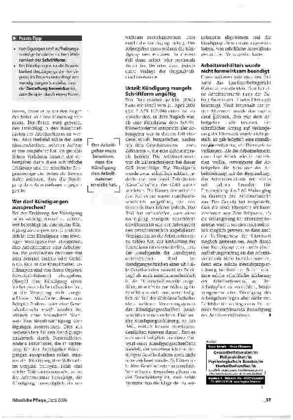 Vorschauseite 2: Schriftform soll Streit verhindern