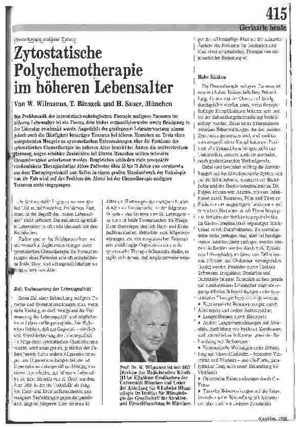 Vorschauseite 1: Zytostatische Polychemotherapie im höheren Lebensalter
