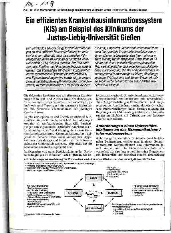 Vorschauseite 1: Ein effizientes Krankenhausinformationssystem (KIS) am Beispiel des Klinikums der Justus-Liebig-Universität Gießen