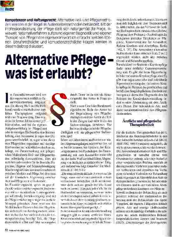 Vorschauseite 1: Alternative Pflege-was ist erlaubt?