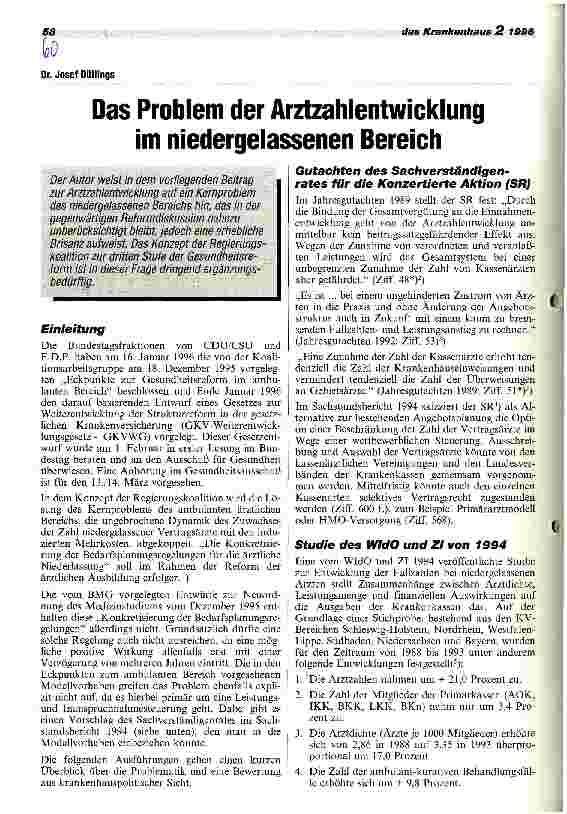 Vorschauseite 1: Das Problem der Arztzahlentwicklung im niedergelassenen Bereich