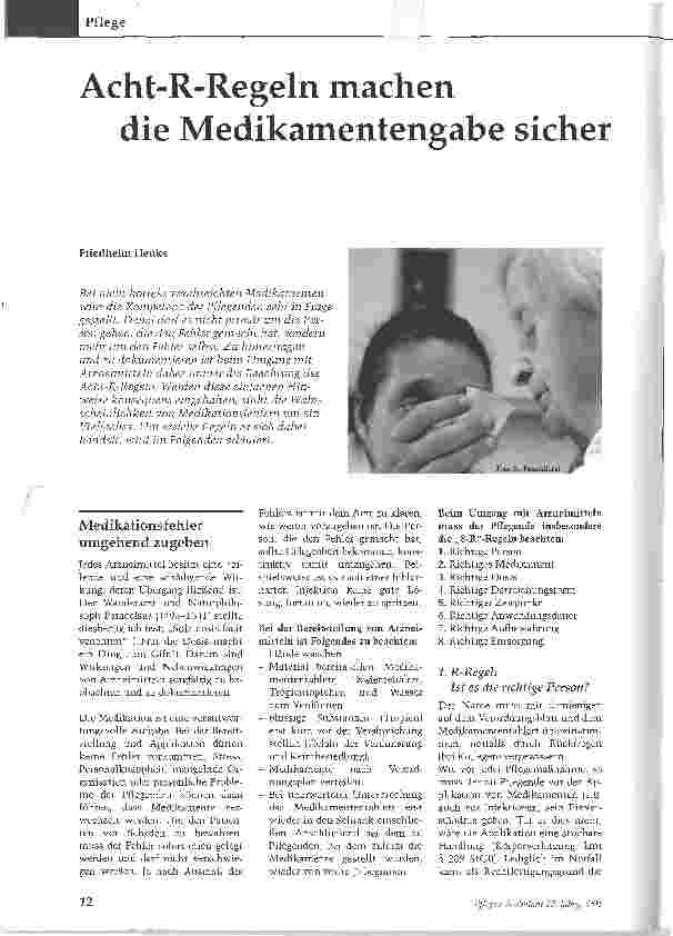 Vorschauseite 1: Acht-R-Regeln machen die Medikamentengabe sicher