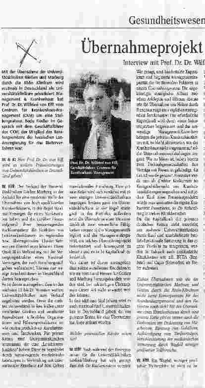Vorschauseite 1: Übernahmeprojekt Universitätsklinik