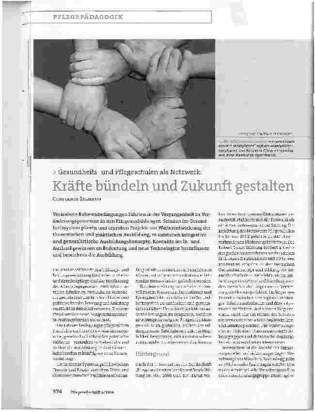 Vorschauseite 1: Kräfte bündeln und Zukunft gestaltenGesundheitsund Pflegeschulen als Netzwerk: