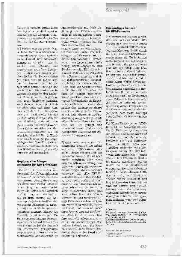 Vorschauseite 4: Insel-Lösung für HlV-InfizierteHIV-Station in Gießen