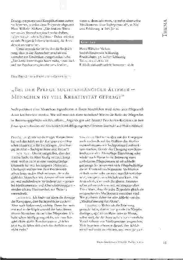 Vorschauseite 3: WIE CO-ABHÄNGIGKEITEN IN DER PFLEGE VERMIEDEN WERDEN KÖNNEN - ERFAHRUNGEN EINES DREIJÄHRIGEN MODELLPROJEKTES