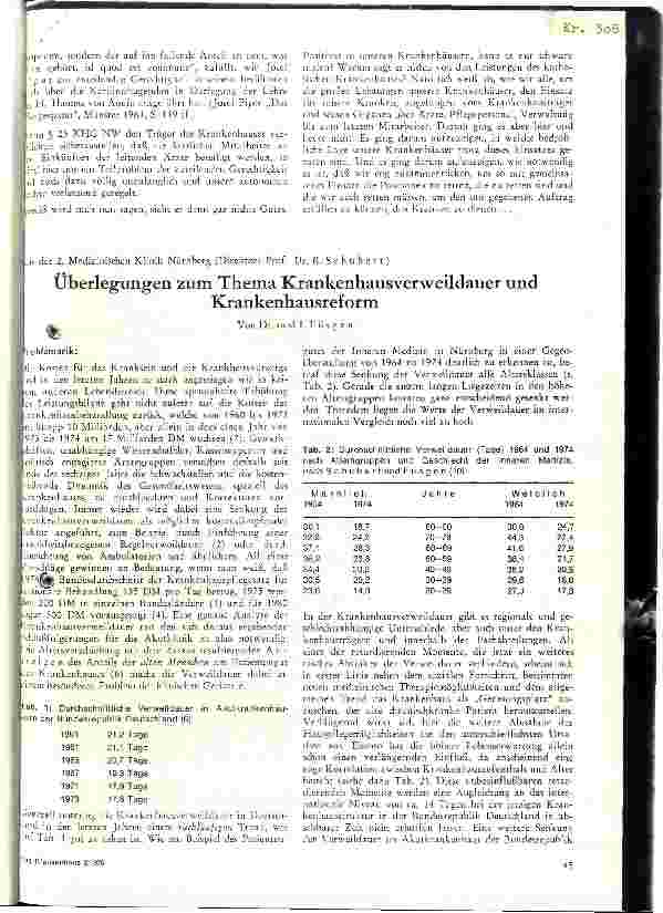 Vorschauseite 1: Überlegungen zum Thema Krankenhaus-verweildauer und Krankenhausreform