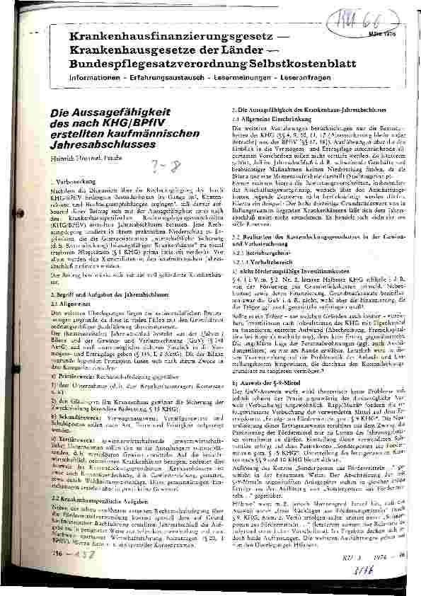 Vorschauseite 1: Die Aussagefähigkeit des nach KHG/BPflV erstellten kaufmännischen Jahresabschlusses