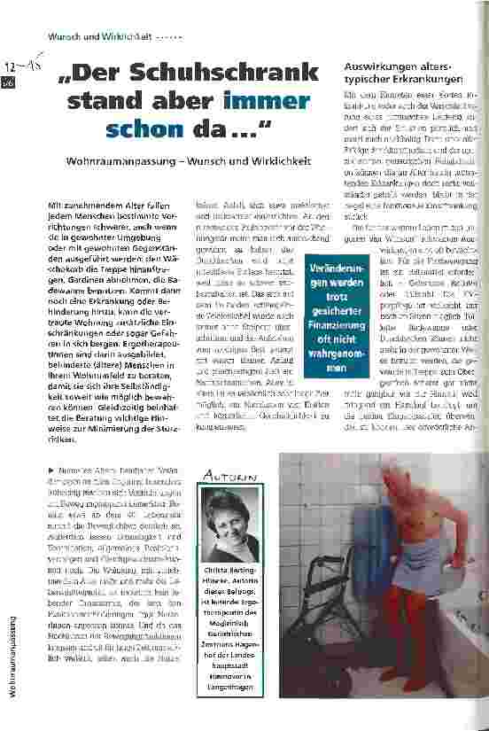 Vorschauseite 1: Der Schuhschrank stand aber immer schon da... Wohnraumanpassung - Wunsch und Wirklichkeit