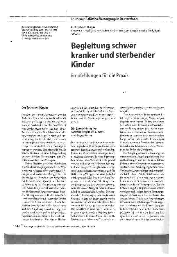 Vorschauseite 1: Begleitung schwer kranker und sterbender Kinder