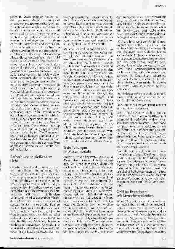 Vorschauseite 3: Ein Kind auf Umwegen - Künstliche Befruchtung auf dem Prüfstand