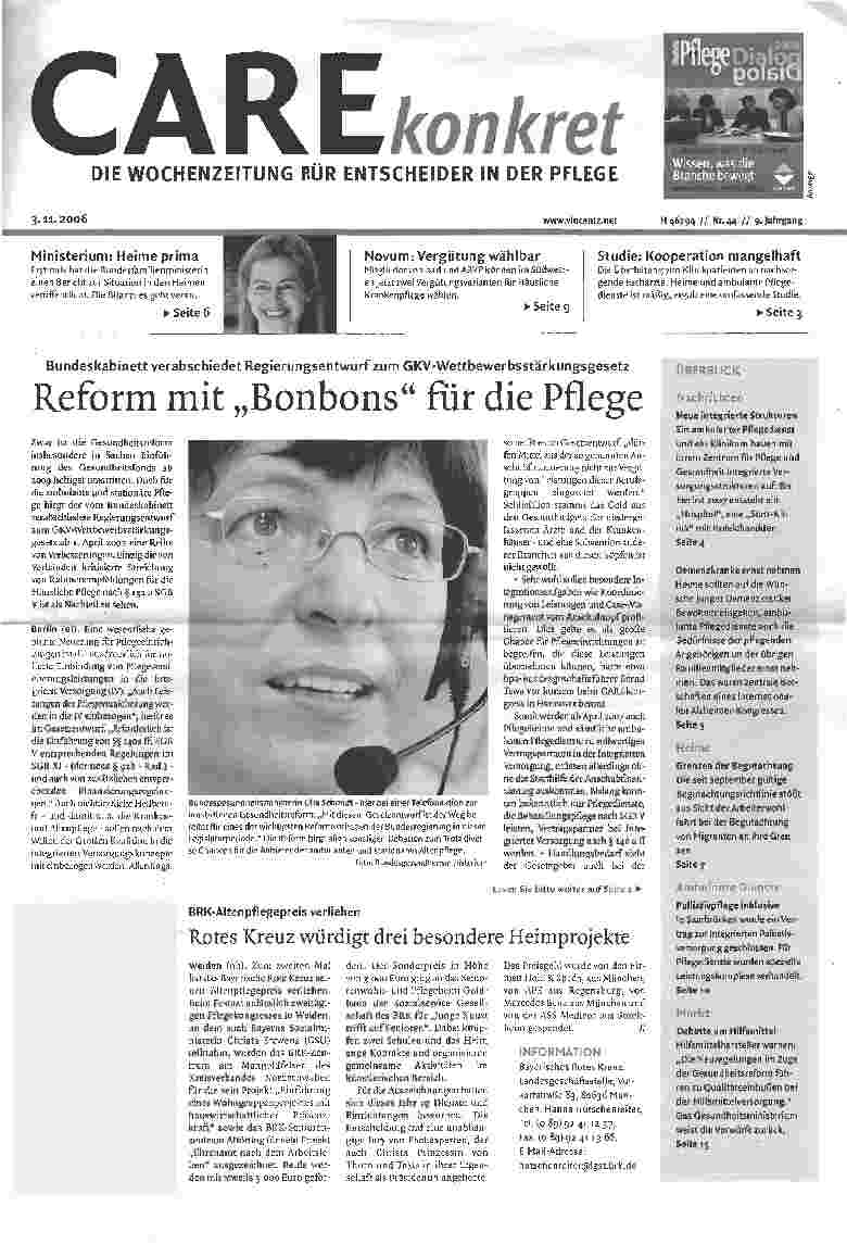 Vorschauseite 1: Reform mit Bonbons für die Pflege