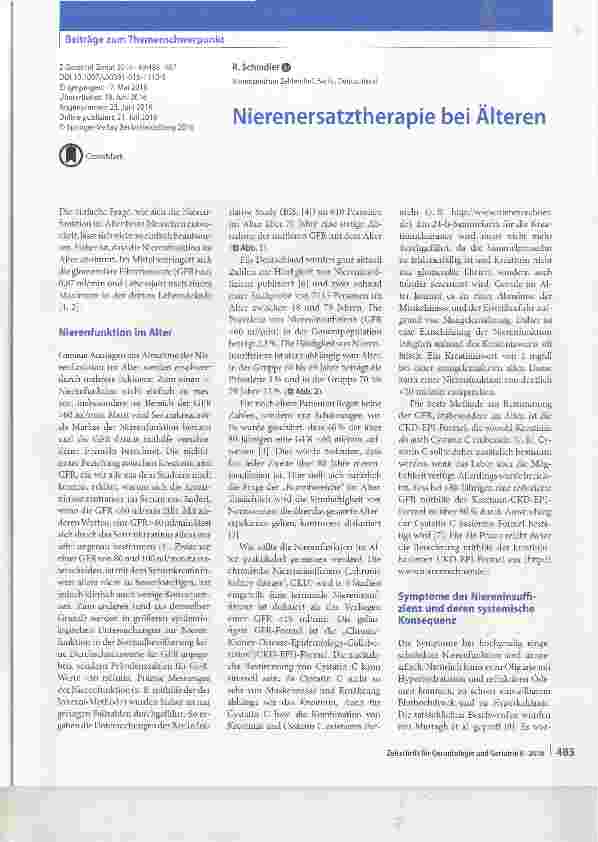 Vorschauseite 1: Nierenersatztherapie bei Älteren