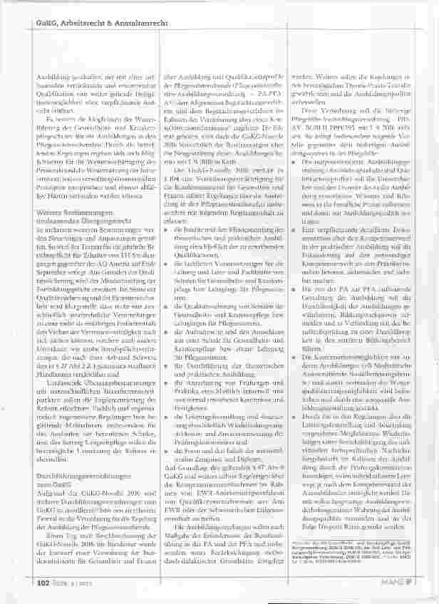 Vorschauseite 3: GuKG-Novelle 2016 und Entwurf der Pflegeassistenzberufe-Ausbildungsverordnung
