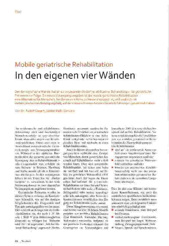 Vorschauseite 1: Mobile geriatrische Rehabilitation In den eigenen vier Wänden