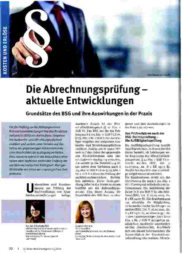 Vorschauseite 1: Die Abrechnungsprüfung -aktuelle Entwicklungen