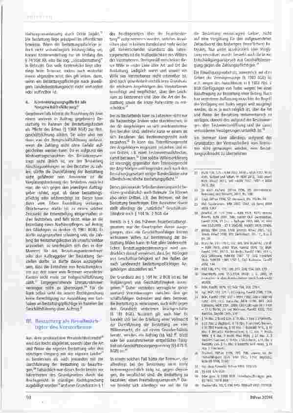 Vorschauseite 3: Zur Bestattungspflicht von Betreuern beim Tod von Betreuten und ihren Angehörigen
