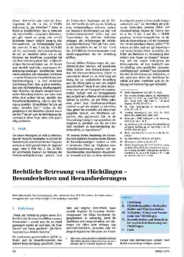 Vorschauseite 1: Rechtliche Betreuung von Flüchtlingen -Besonderheiten und Herausforderungen