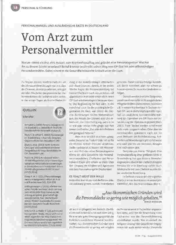 Vorschauseite 1: Vom Arzt zum Personalvermittler