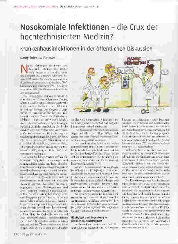Vorschauseite 1: Nosokomiale Infektionen die Crux der hochtechnisierten Medizin? Krankenhausinfektionen in der öffentlichen Diskussion