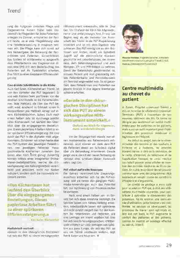 Vorschauseite 2: Das Patienten-Universal-Terminal im Stadtspital Triemli
