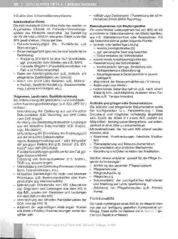 Vorschauseite 2: Spezielle Empfehlungen und Anforderungen zur Implementierung von DV-Systemen in der Intensivmedizin