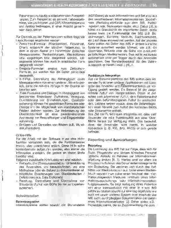 Vorschauseite 5: Spezielle Empfehlungen und Anforderungen zur Implementierung von DV-Systemen in der Intensivmedizin
