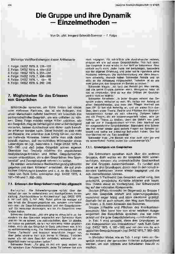 Vorschauseite 1: Die Gruppe und ihre Dynamik Möglichkeiten für die Erfassung von Gesprächen