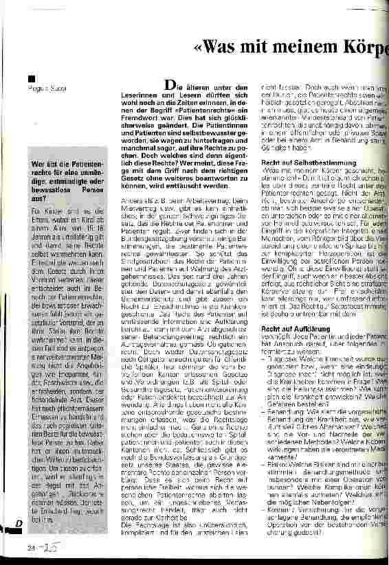 Vorschauseite 1: Was mit meinem Körper geschieht, bestimme ich!