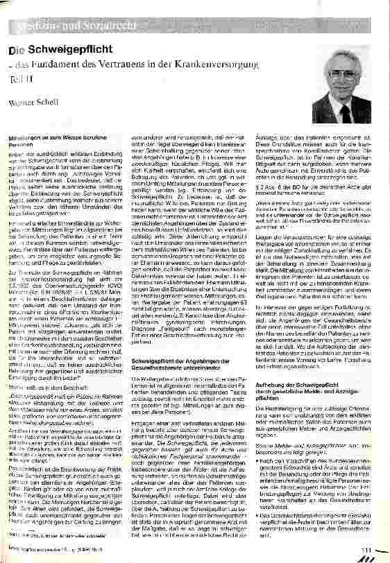 Vorschauseite 1: Die Schweigepflicht das Fundament des Vertrauens in der Krankenversorgung Teil 2