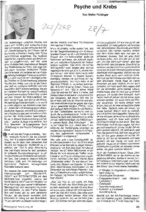Vorschauseite 1: Psyche und Krebs