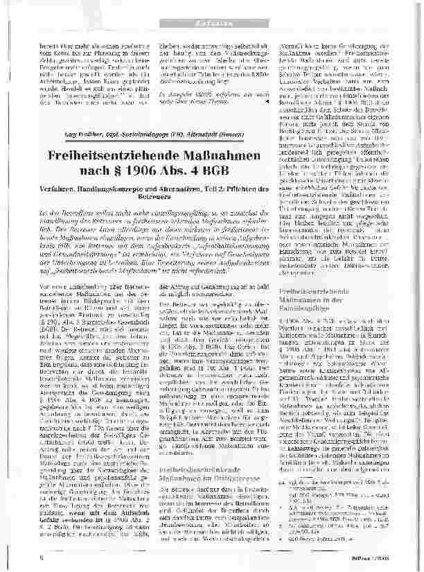 Vorschauseite 1: Freiheitsentziehende Maßnahmen nach § 1906 Abs. 4 BGBVerfahren, Handlungskonzepte und Alternativen, Teil 2: Pflichten des Betreuers