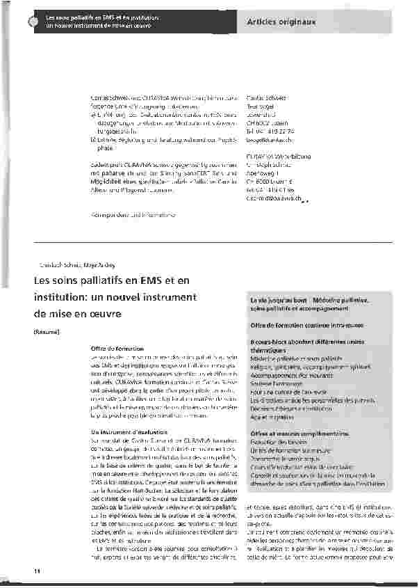 Vorschauseite 2: Palliative Care in Altersund Pflegeinstitutionen: ein neues Instrument zur Implementierung
