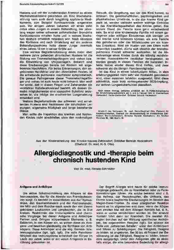 Vorschauseite 1: Allergiediagnostik und -therapie beim chronisch hustenden Kind