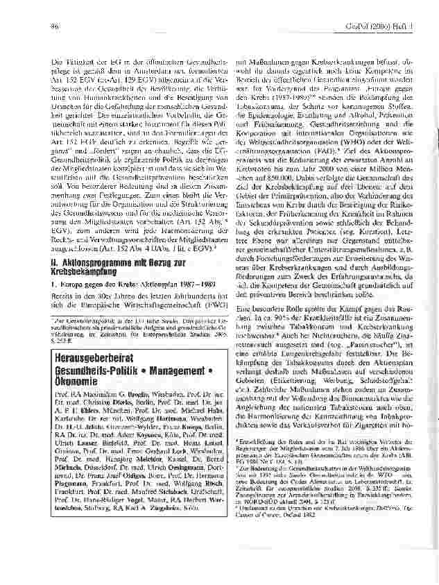 Vorschauseite 2: Maßnahmen der Europäischen Union im Bereich der Krebsbekämpfung