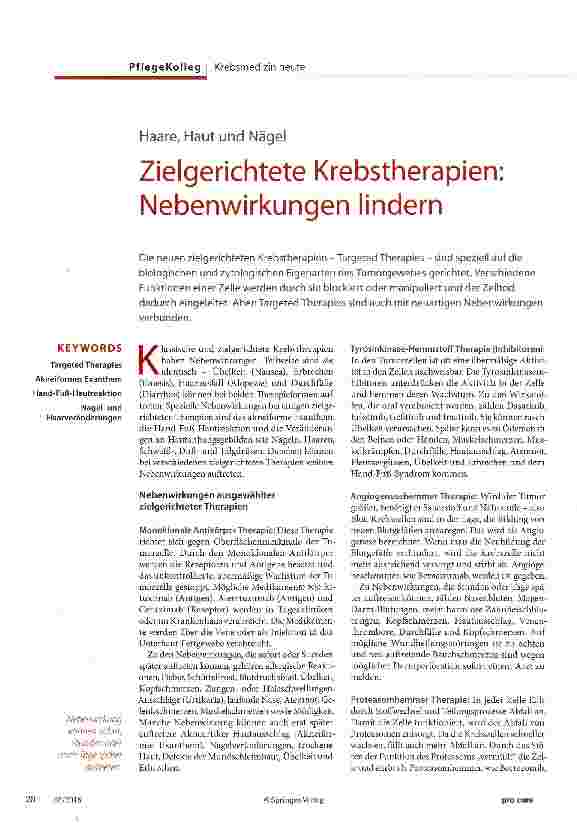 Vorschauseite 1: Zielgerichtete Krebstherapien: Nebenwirkungen lindern