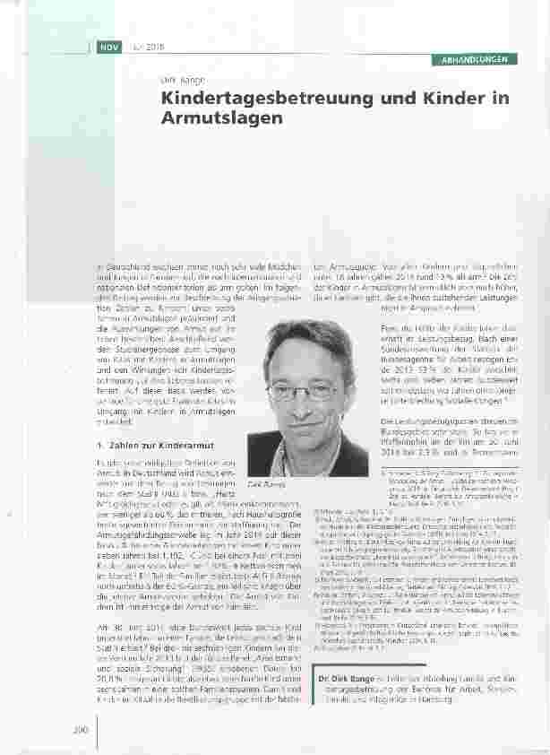 Vorschauseite 1: Kindertagesbetreuung und Kinder in Armutslagen
