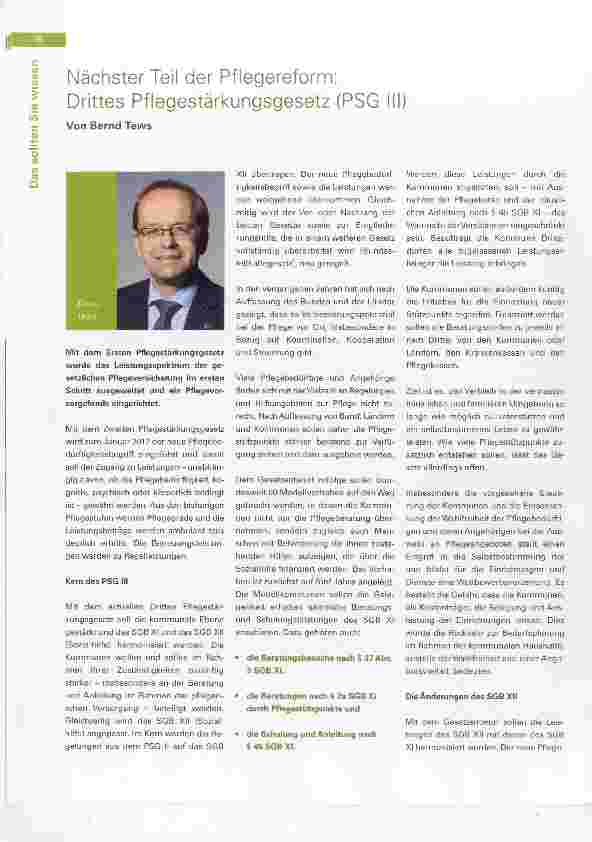 Vorschauseite 1: Nächster Teil der Pflegereform: Drittes Pflegestärkungsgesetz (PSG)