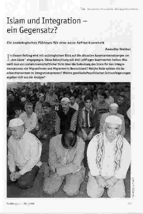 Vorschauseite 1: Islam und Integration -ein Gegensatz?Ein soziologisches Plädoyer für eine neue Aufmerksamkeit