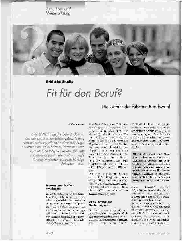 Vorschauseite 1: Fit für den Beruf? Die Gefahr der falschen Berufswahl