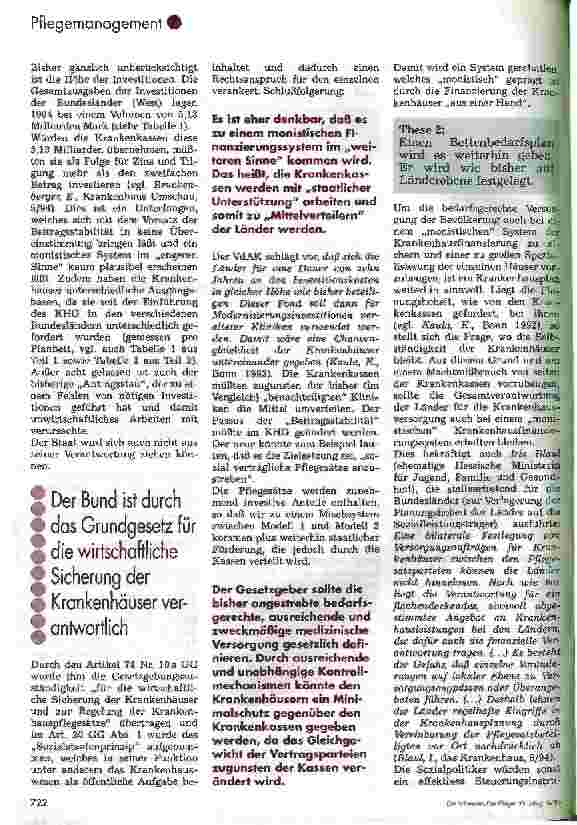Vorschauseite 3: Die duale Finanzierung im Krankenhaus Teil 2: Mögliche Krankenhausfinanzierung im Jahre 2000