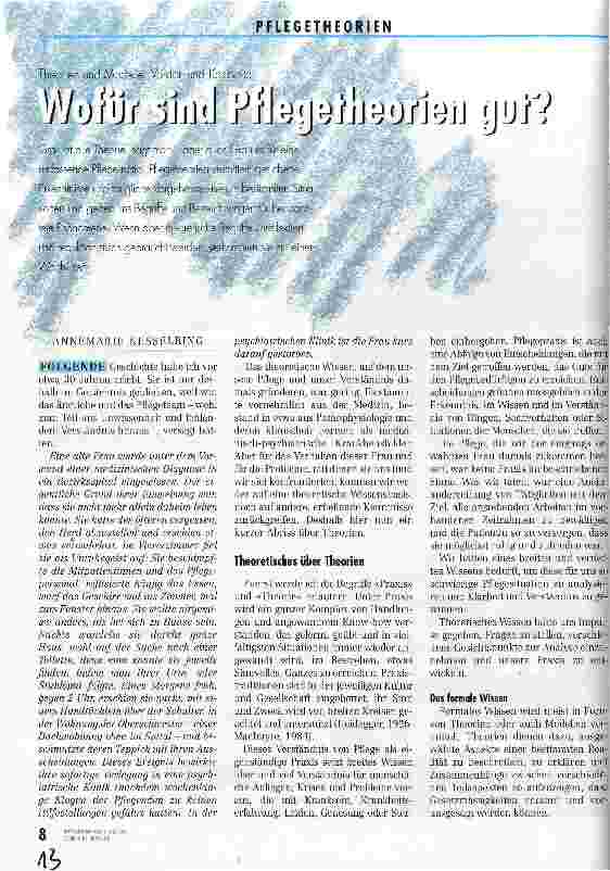Vorschauseite 1: Wofür sind Pflegetheorien gut?