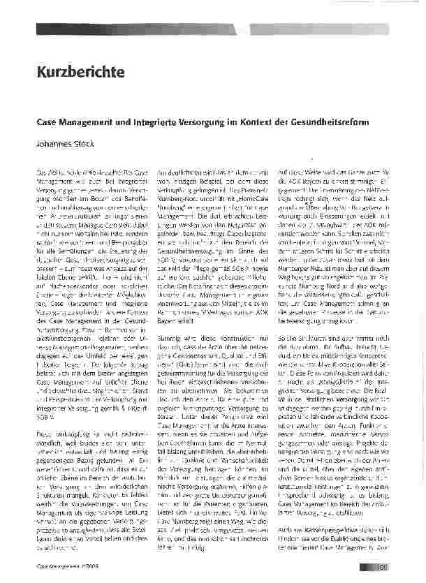 Vorschauseite 1: Case Management und Integrierte Versorgung im Kontext der Gesundheitsreform