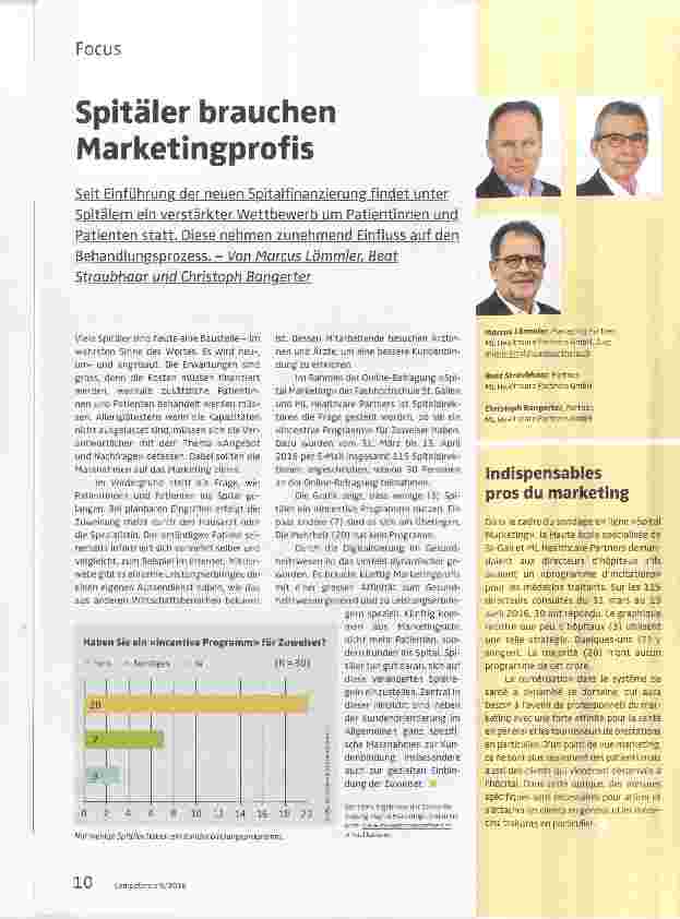 Vorschauseite 1: Spitäler brauchen Marketingprofis