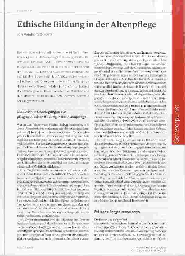 Vorschauseite 1: Ethische Bildung in der Altenpflege