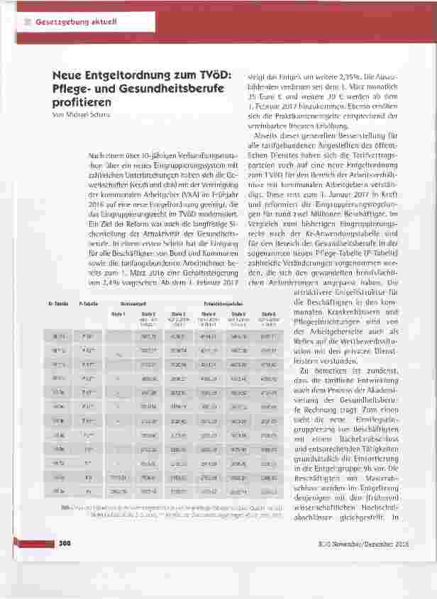 Vorschauseite 1: Neue Entgeltordnuns zum TVöD: Pflegeund Gesundheitsberufe profitieren