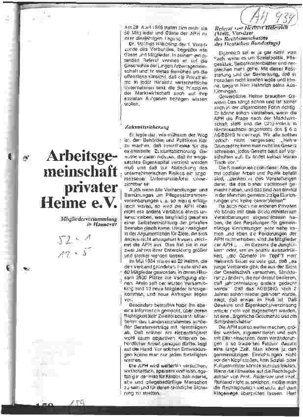 Vorschauseite 1: Arbeitsgemeinschaft privater Heime e. V. Mitgliederversammlung in Hannover