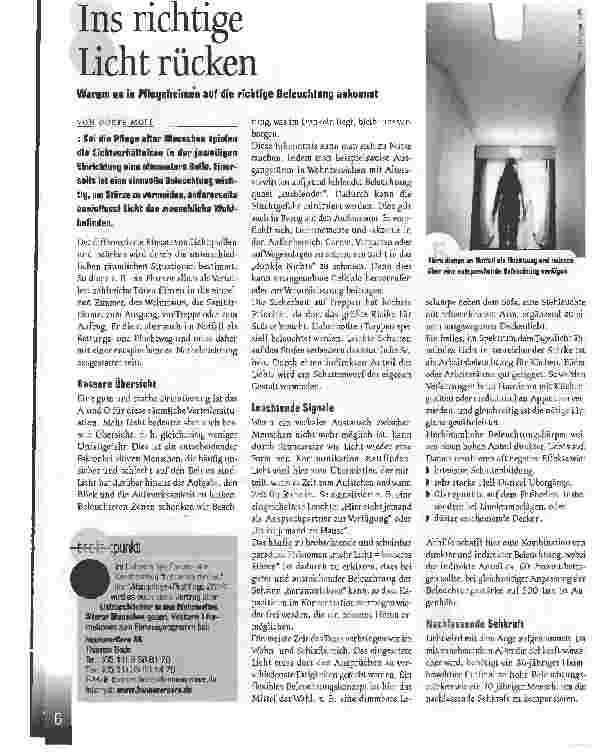 Vorschauseite 1: Ins richtige Licht rückenWarum es in Pflegeheimen auf die richtige Beleuchtung ankommt
