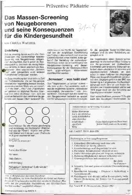 Vorschauseite 1: Das Massen-Screening von Neugeborenen und seine Konsequenzen für die Kindergesundheit