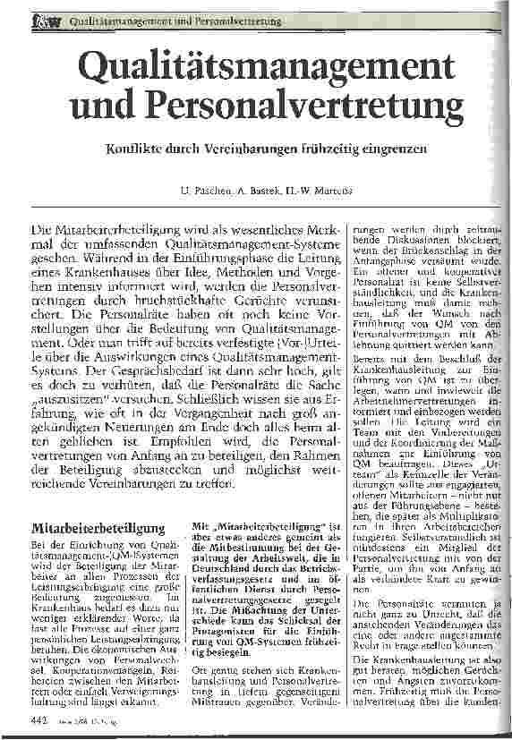 Vorschauseite 1: Qualitätsmanagement und Personalvertretung